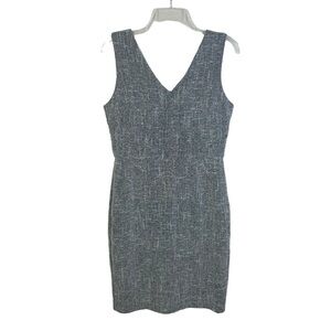 Banana Republic Dress, 6, Navy Blue Tweed V-neck Sheath Dress